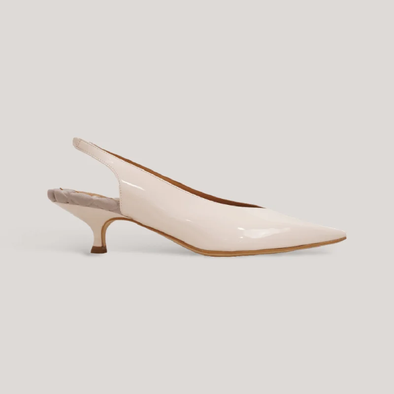 SILVANA | Ivory Vegan Patent - Kitten Heel Pump